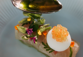 Five-day dry-aged hiramasa, pointed cabbage, escabeche, and elderflower by Tim Boury (@timboury) 