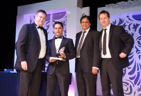 Image of Craft Guild vice president Andrew Guild, winner Mushfiqur Rahman, Aagra