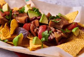 Premier Foods’ Bisto Mexican Jack fruit and Bean Birria with Avocado on Nachos