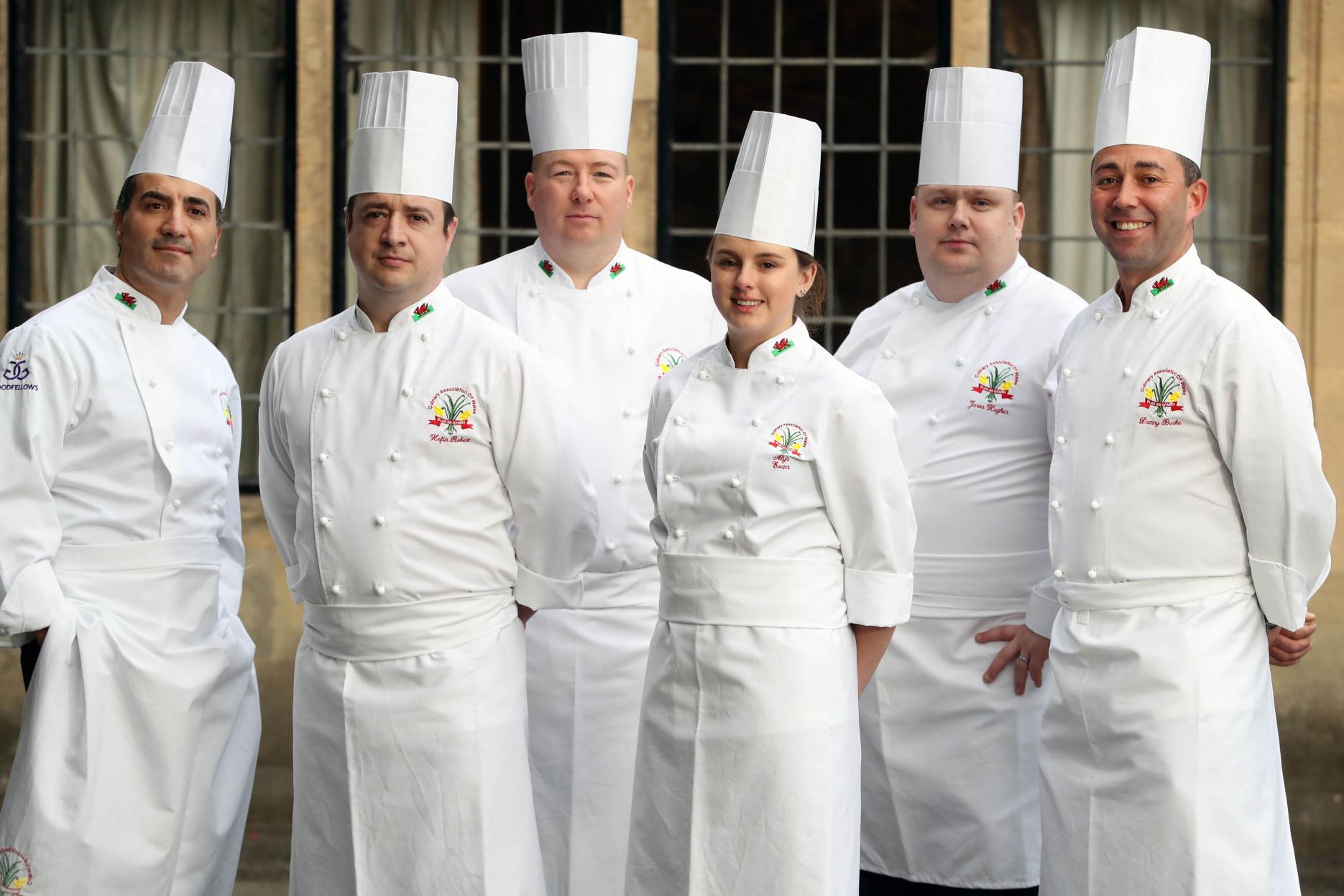 Culinary Team Wales (L-R): Sergio Cinotti, Hefin Roberts, Tiby Beevers, Alys Evans, Jason Hughes and Danny Burke