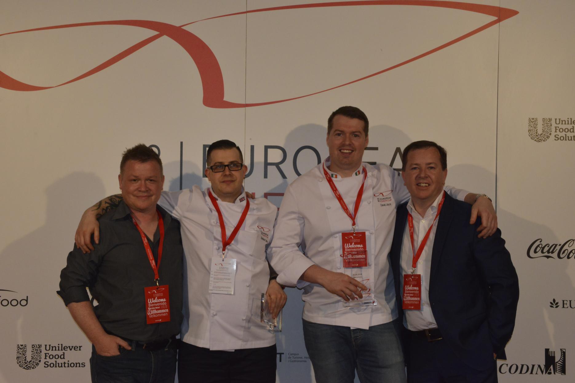 Paul Bloxham, Aramark’s UK culinary director; Stefano Corrias; David Joyce and Derek Reilly, culinary director, Aramark Ireland UK, chef, catering