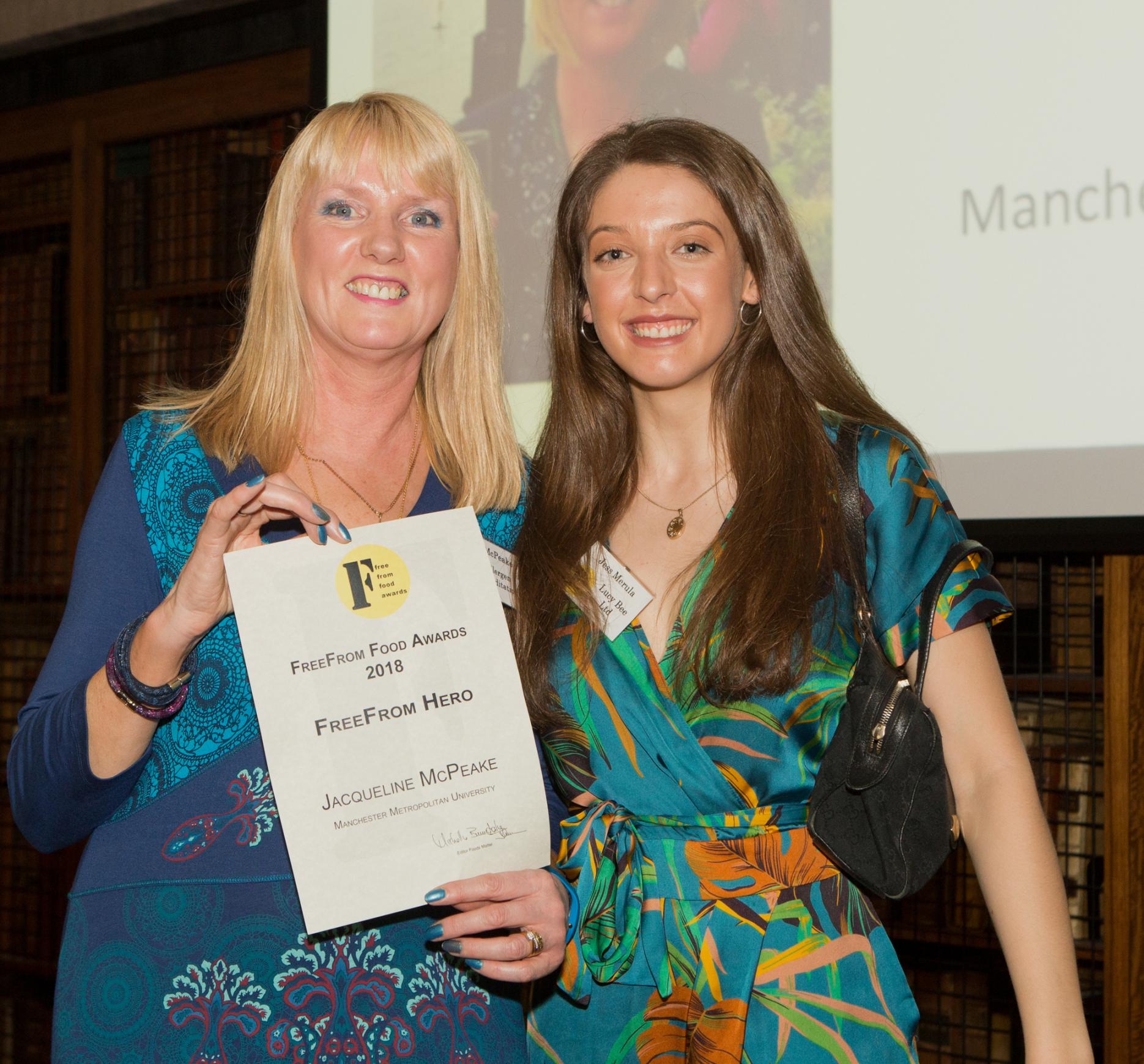 Jacqueline McPeake with award catering, award, manager