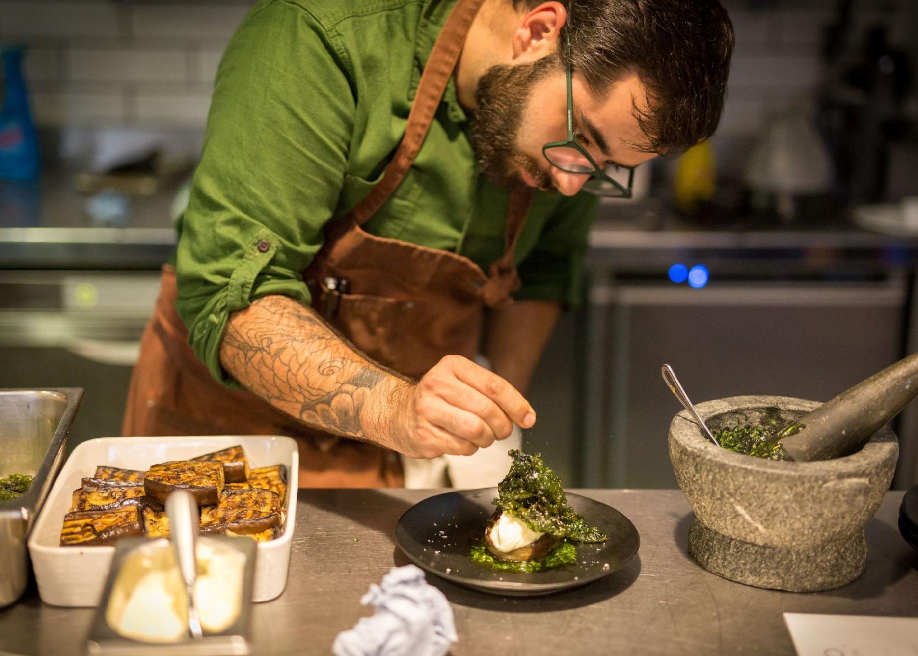 Head chef Gomes in the kitchen