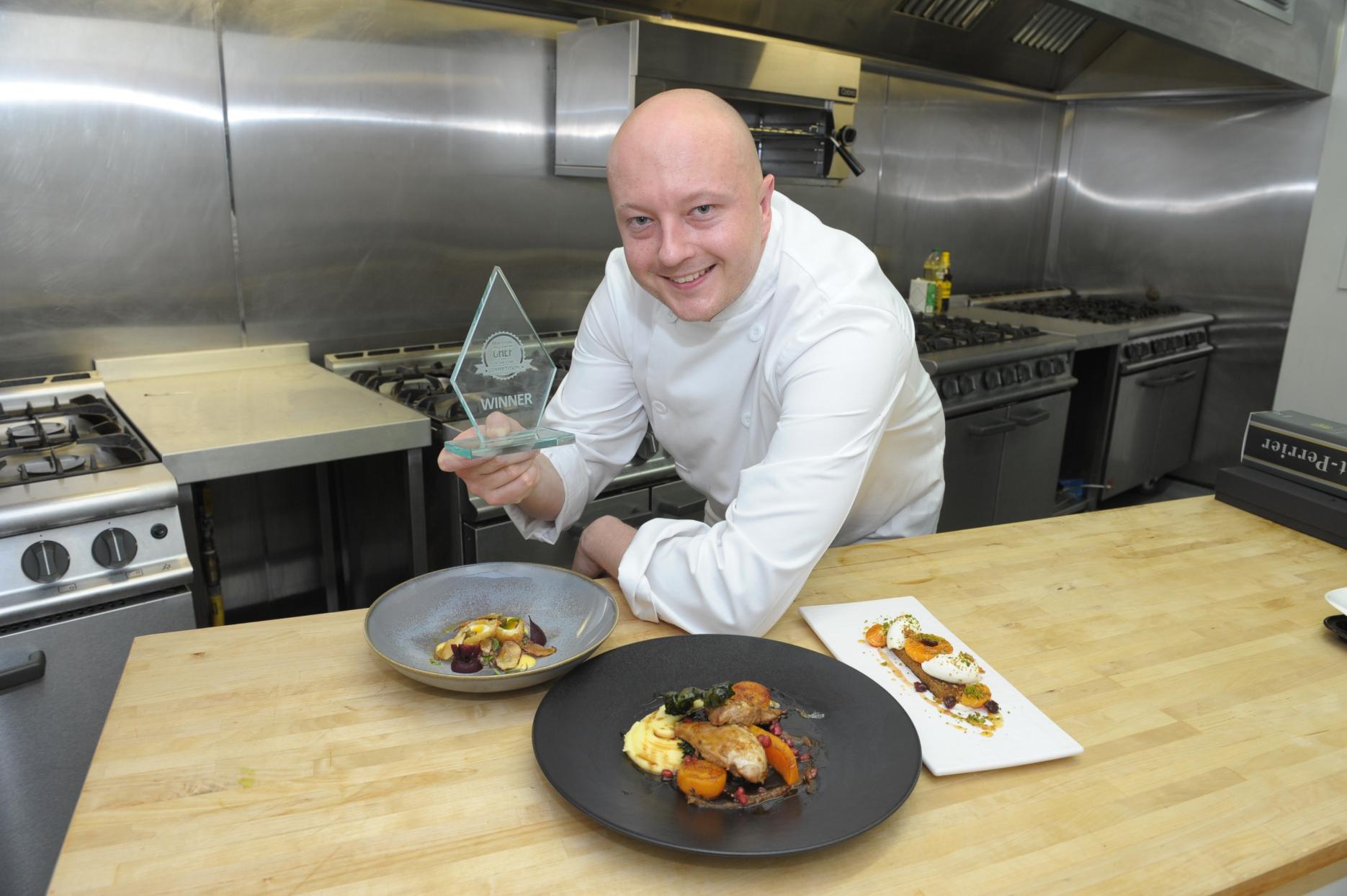 Rhys with his winning dishes Servest chef scoops Blue Arrow Chef of the Year title