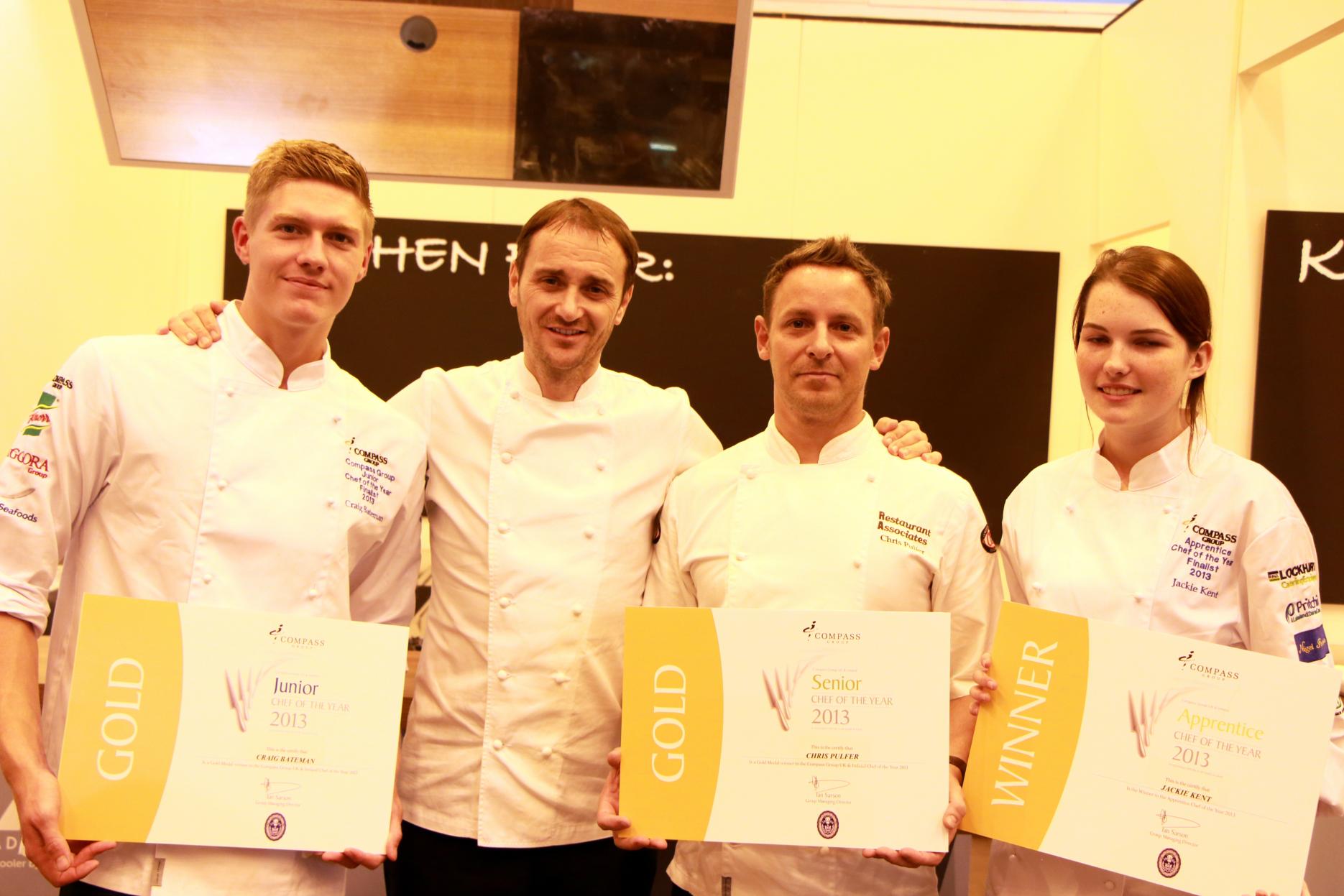 Judge Jason Atherton with the three Compass winners