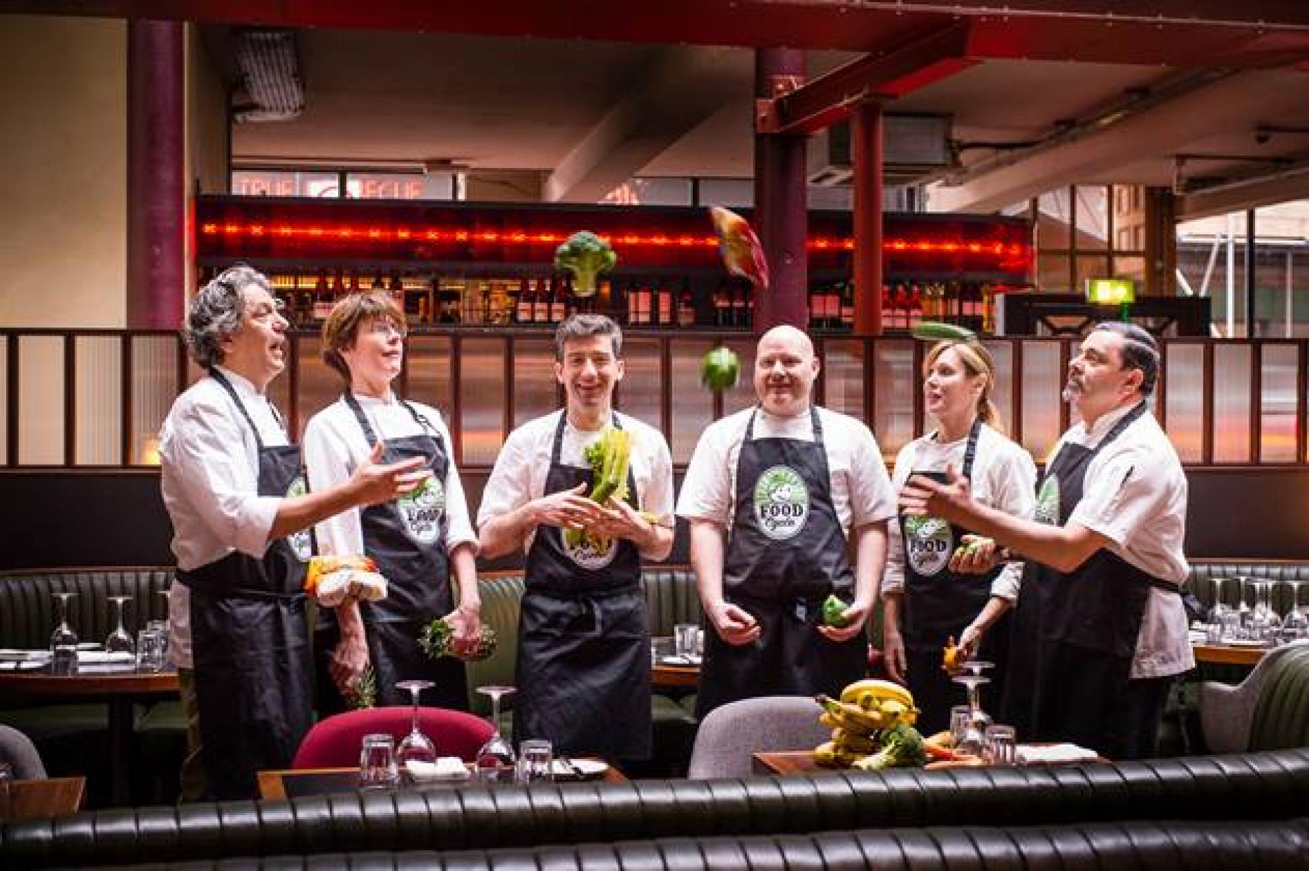 Giorgio Locatelli, Anna Hansen, Ben Tish, Shay Cooper, Skye Gyngell, Cyrus Todiwala Seven top chefs create feast for FoodCycle