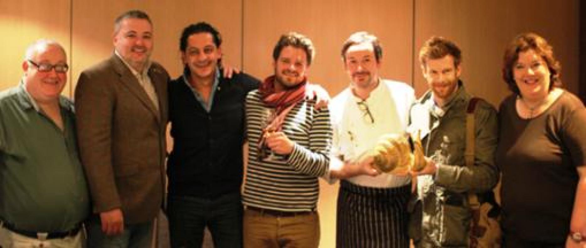 Left to right: Gareth Jones, Richard Corrigan, Francesco Mazzei, Tom Hunt, Lukas Pfaff, Tom Aikens & Paula McIntyre Slow Food Chef Alliance sustainably-sourced produced food