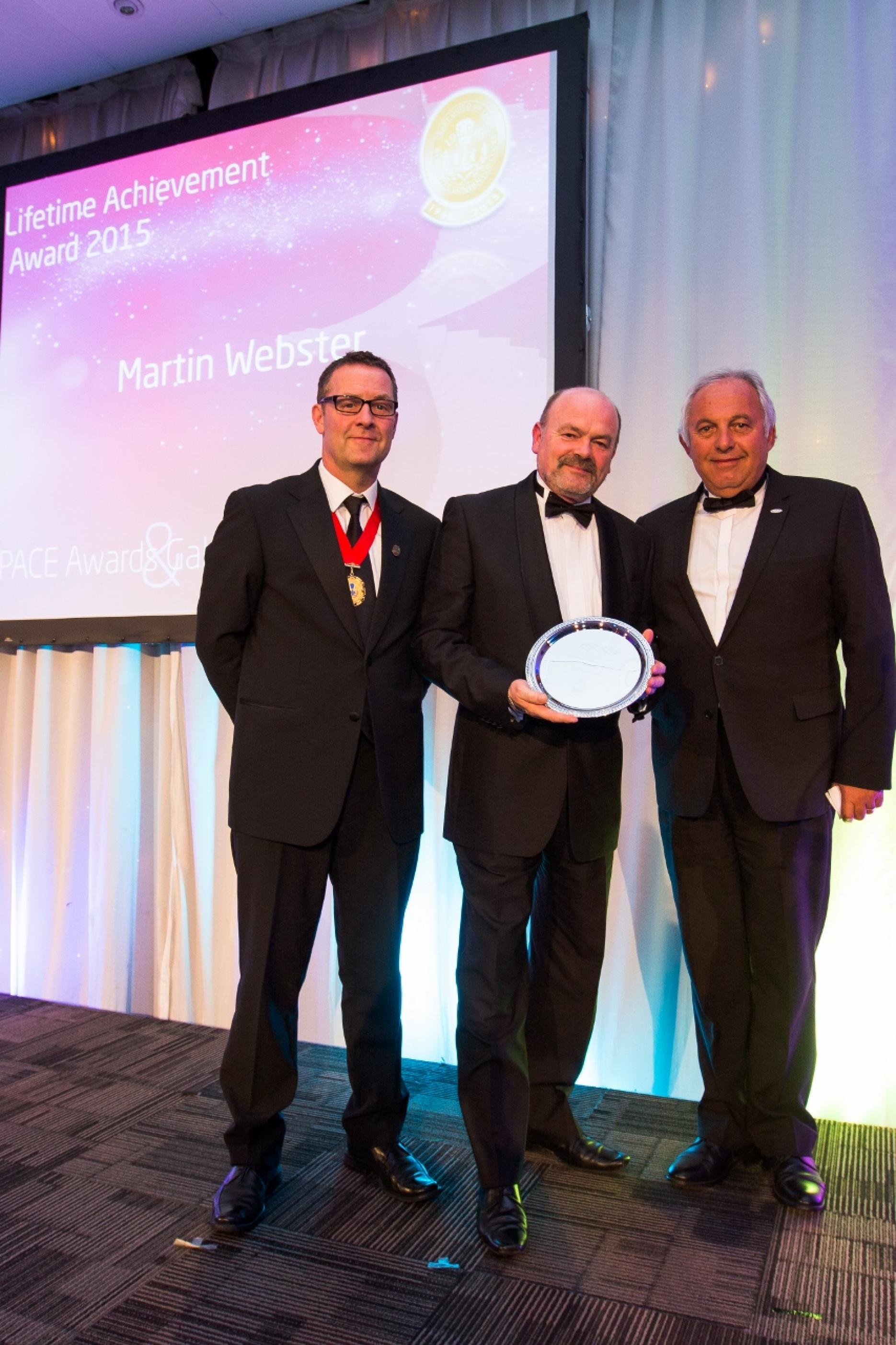 Martin Webster picks up his Lifetime Achievement Award Hospitality and catering training and education celebrated at PACE Awards