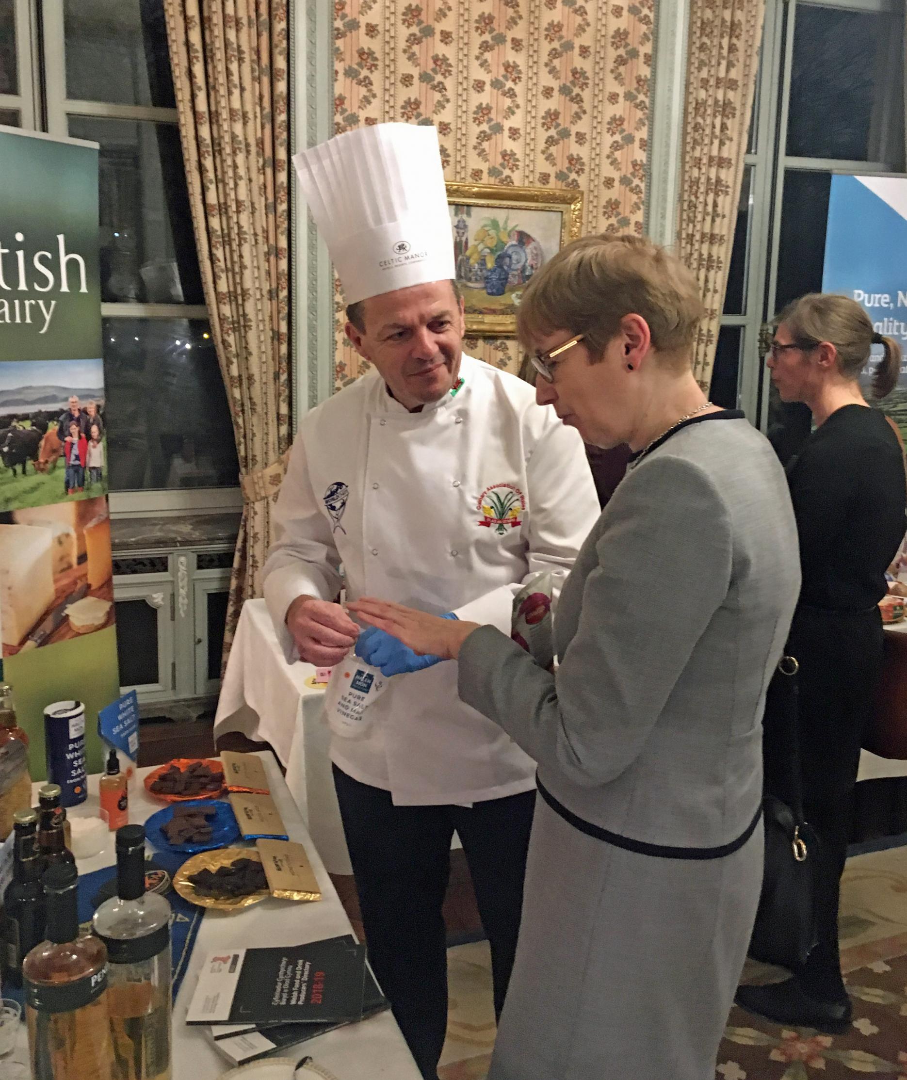 Michael Bates with a guest at the Celtic Tastes event in Brussels last week