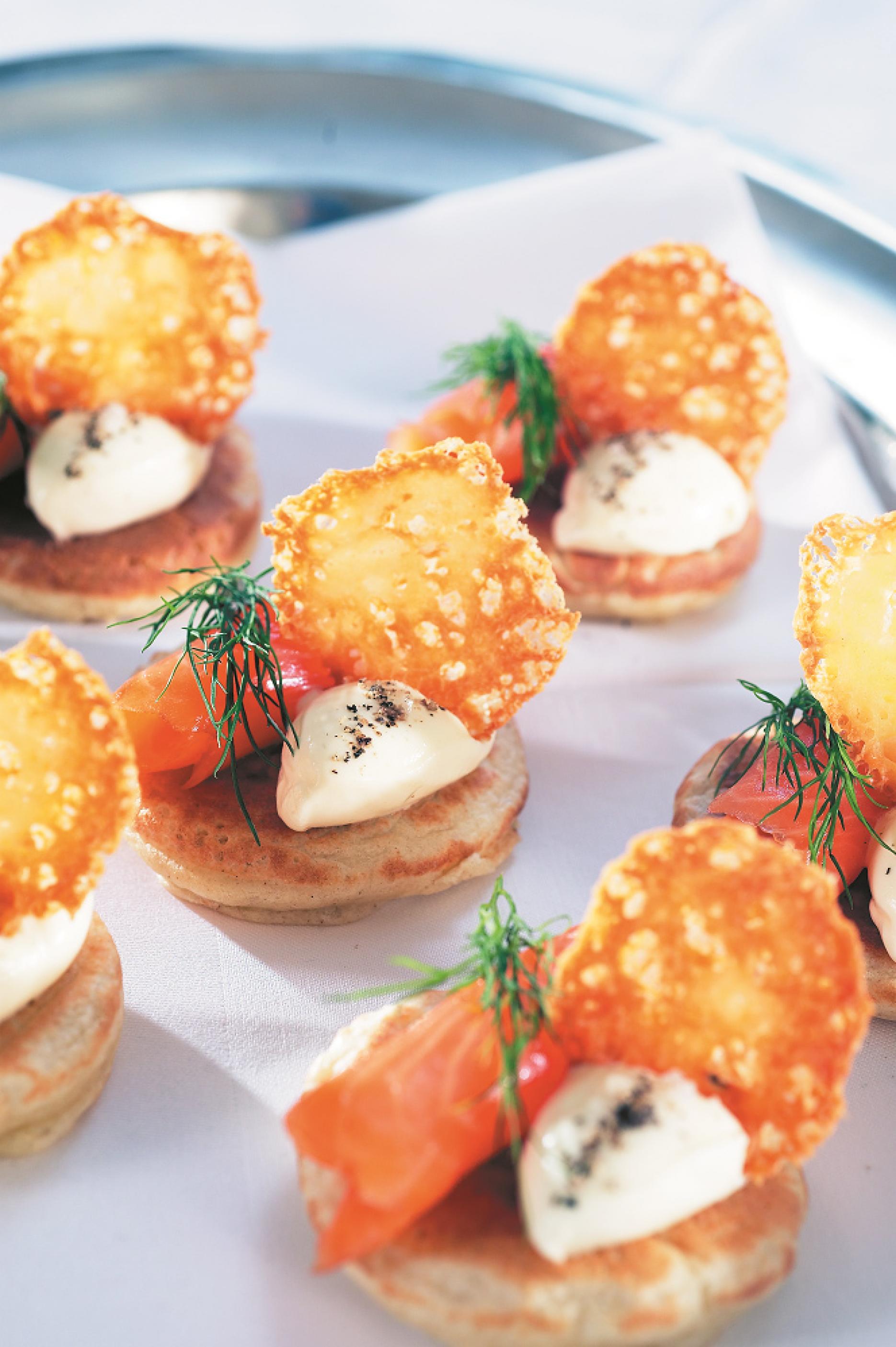 Blinis with Jarlsberg chips, smoked salmon and sour cream | Craft Guild ...