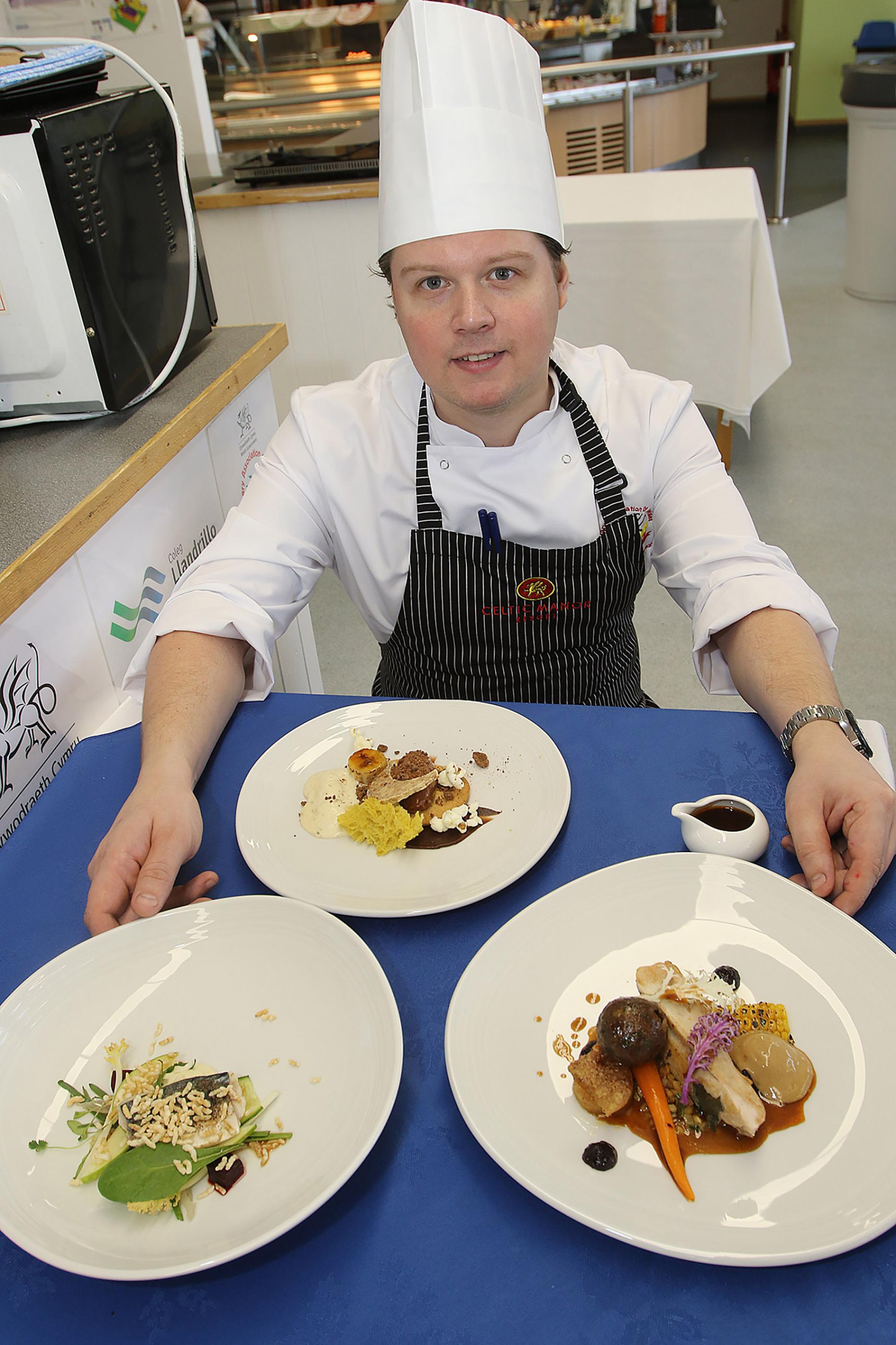 Simon Crockford with his winning dishes Culinary Association of Wales crowns National Chef of Wales